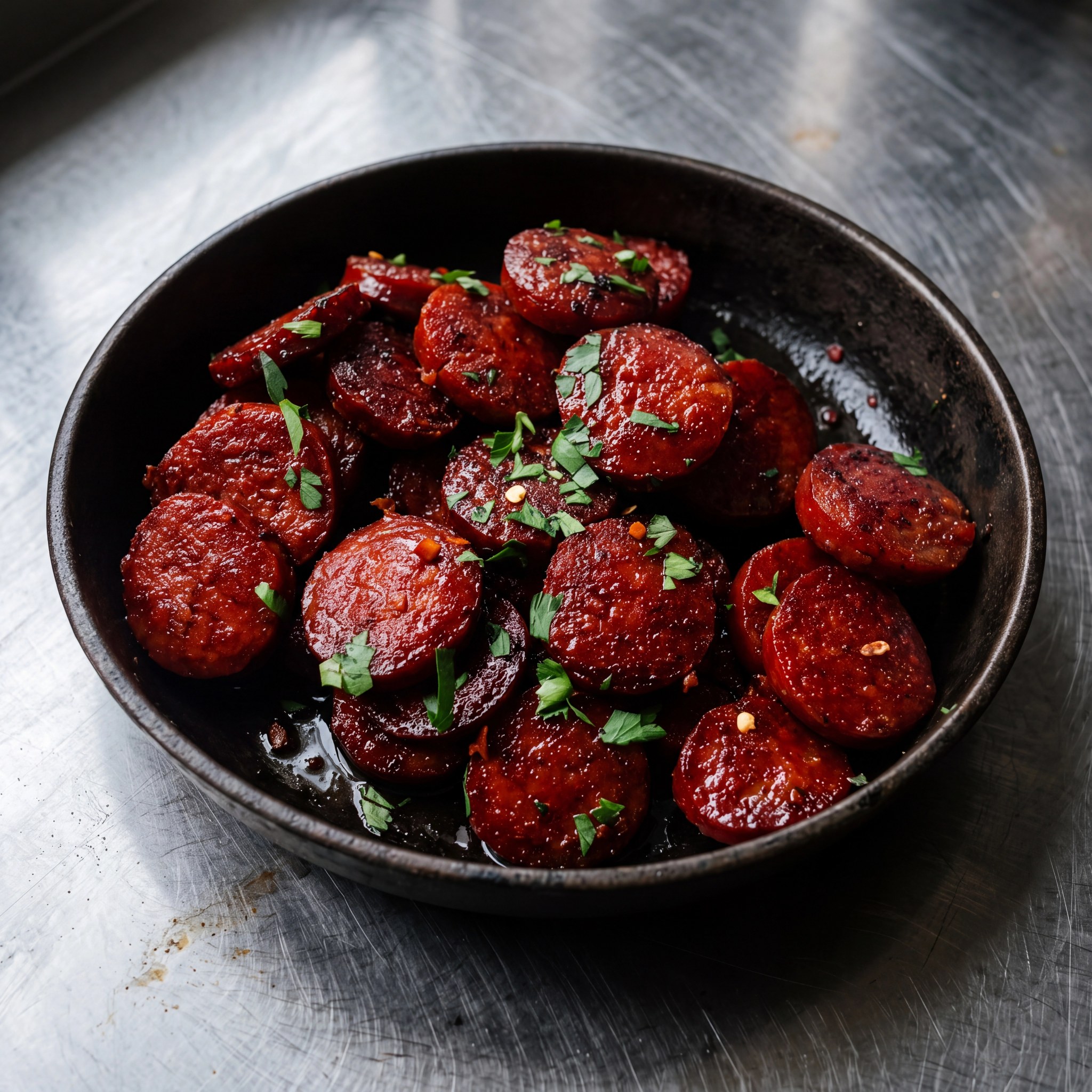 Chorizo met honing en rode wijn azijn