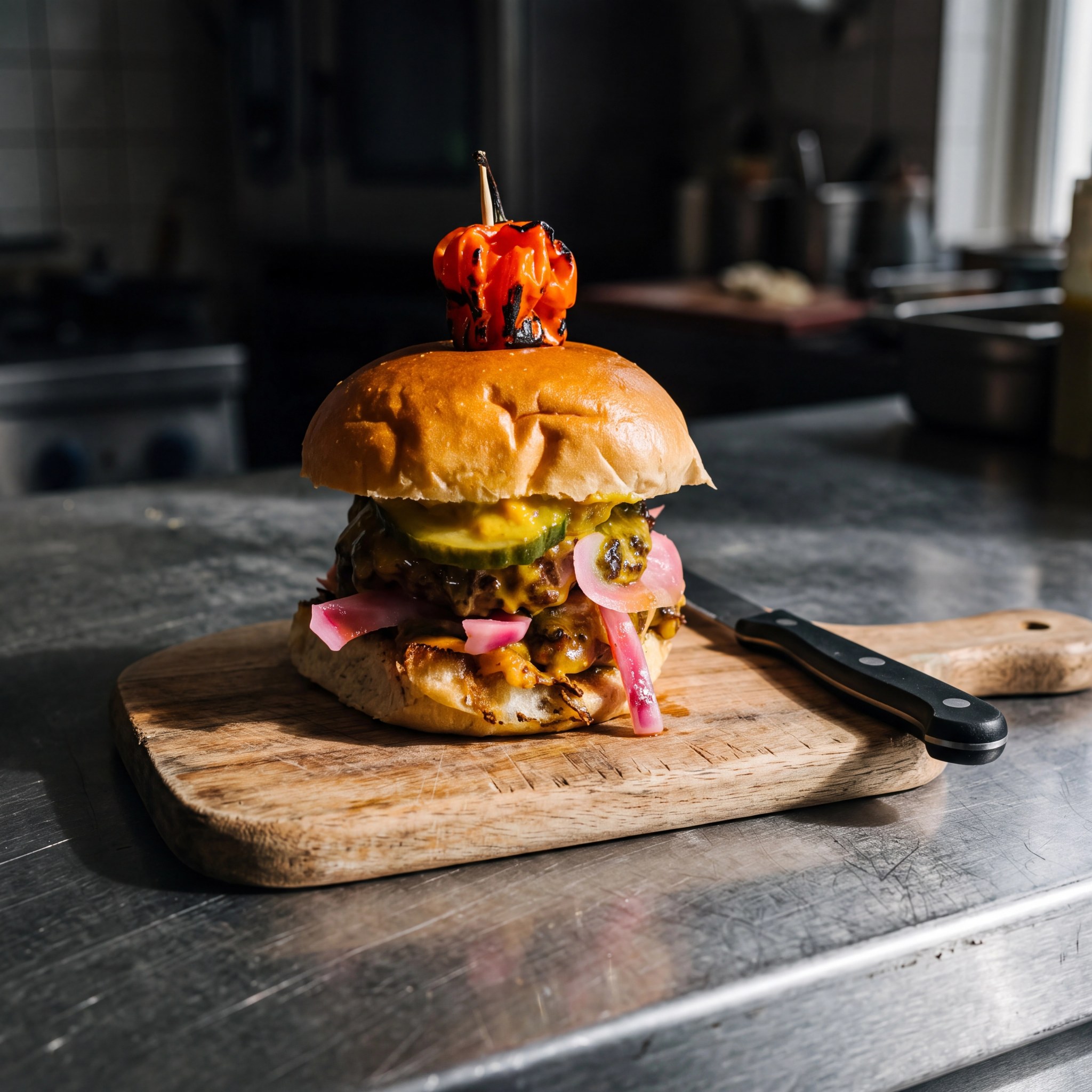 Surinaamse hamburger met peper en zuur