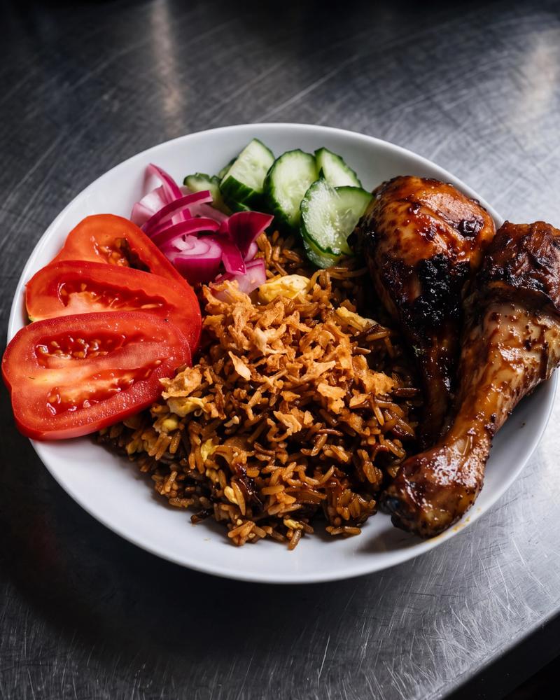 Surinaamse nasi van basmatirijst met ei, selderij en ketjap asin